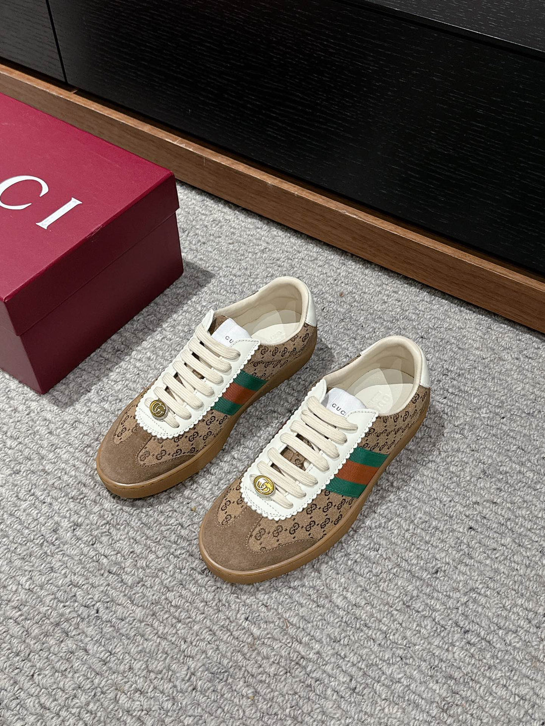 GG & Adidas Sneaker Light Brown Fabric