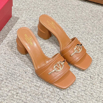 Vlogo Signature Slide Sandal 60MM In Bronze Brown Calfskin