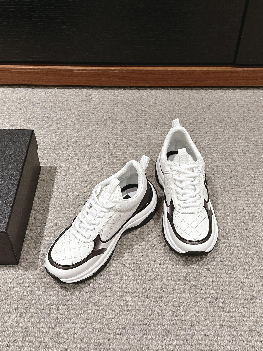 CC Classic Sneaker In White Mix Black Lambskin