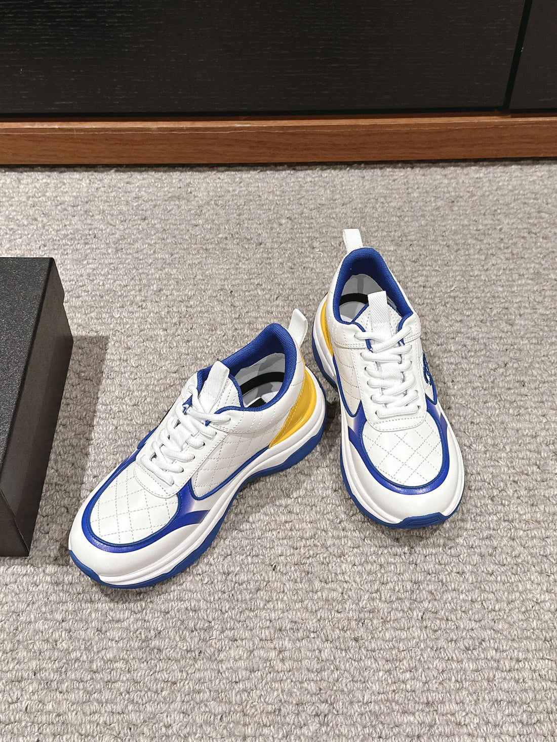 CC Classic Sneaker In White Mix Cobalt Blue Lambskin