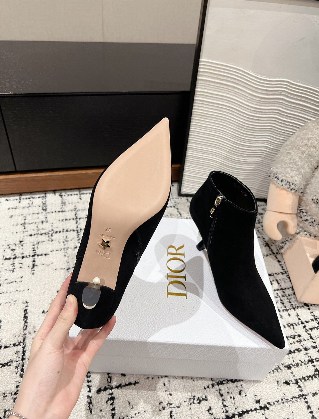 CD Tribales Heeled Ankle Boot 80MM In Black Suede 997059