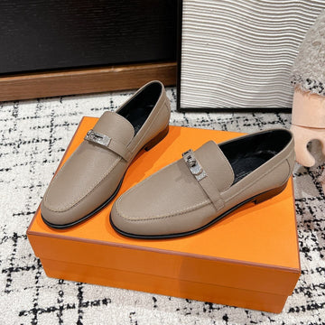 Hm Destin Loafer In Grey Beige Calfskin 118779