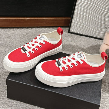 Lace-Up Sneakers In Cherry Red Canvas