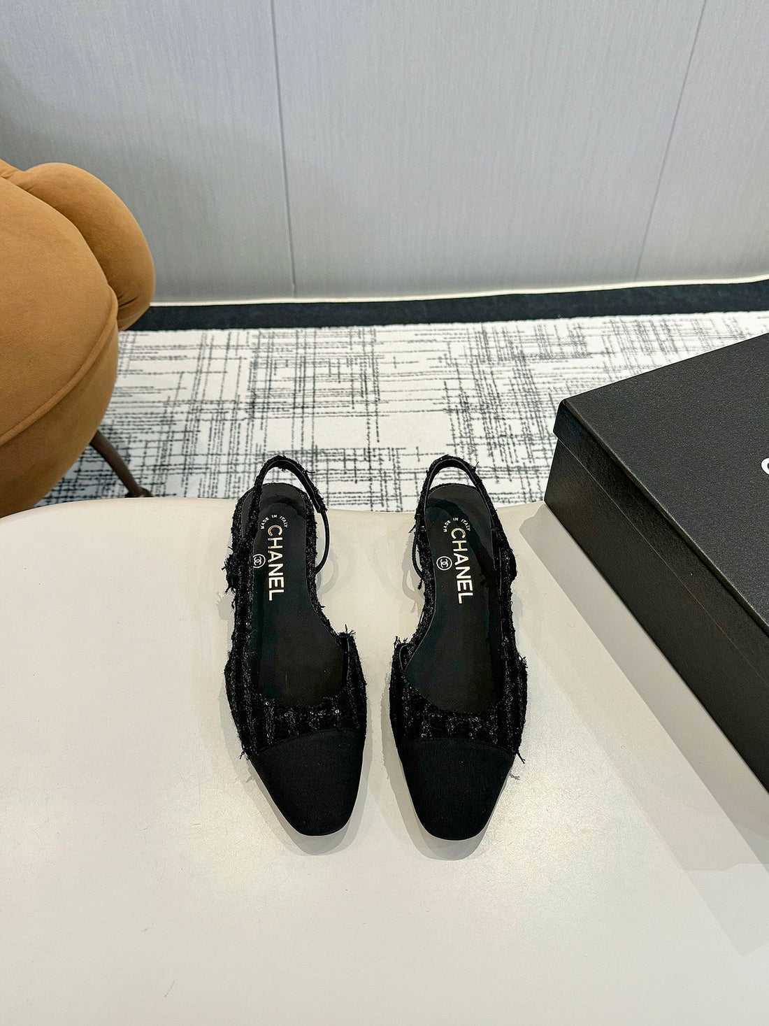 CC 25C Slingback Flat Black Tweed Black Grosgrain 233610
