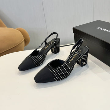 CC 25C Slingback 65 Black White Tweed Black Grosgrain 233614