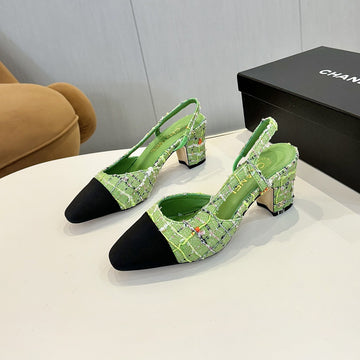 CC 25C Slingback 65 Green Tweed Black Grosgrain 233615