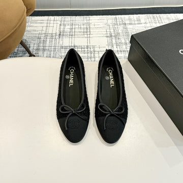 CC 25C Ballet Flat Black Tweed Black Grosgrain 233626