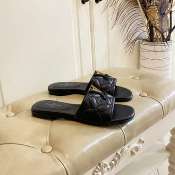 LV Neo Revival Flat Mule Black Lambskin
