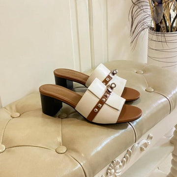 Hm Giulia 50 Sandal White Bronw Calfskin