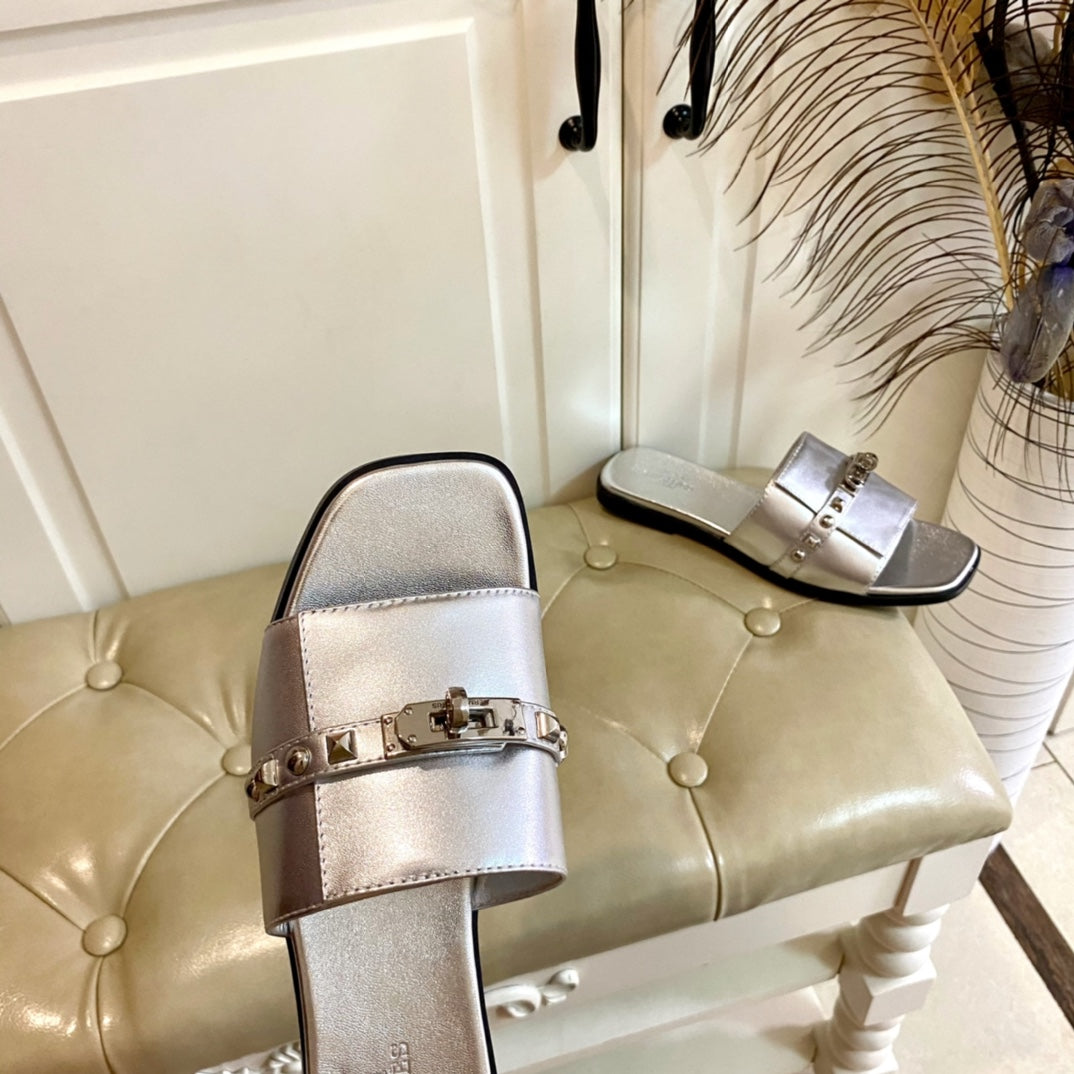 Hm Giulia Sandal Silver Metalic Calfskin