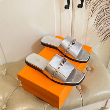 Hm Giulia Sandal Silver Metalic Calfskin