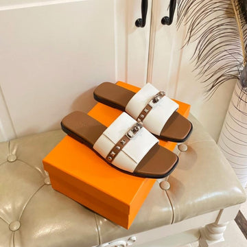Hm Giulia Sandal White Bronw Calfskin