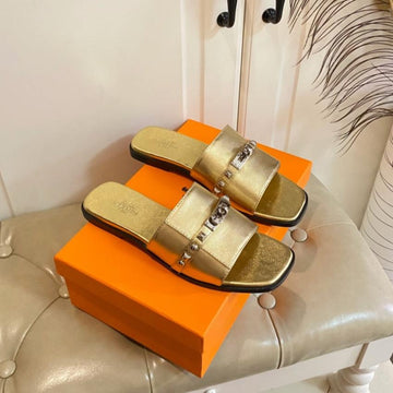 Hm Giulia Sandal Gold Metalic Calfskin