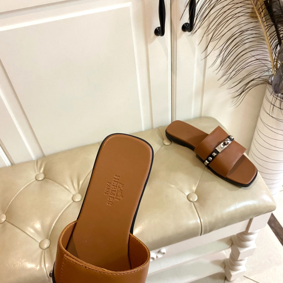 Hm Giulia Sandal Brown Black Calfskin