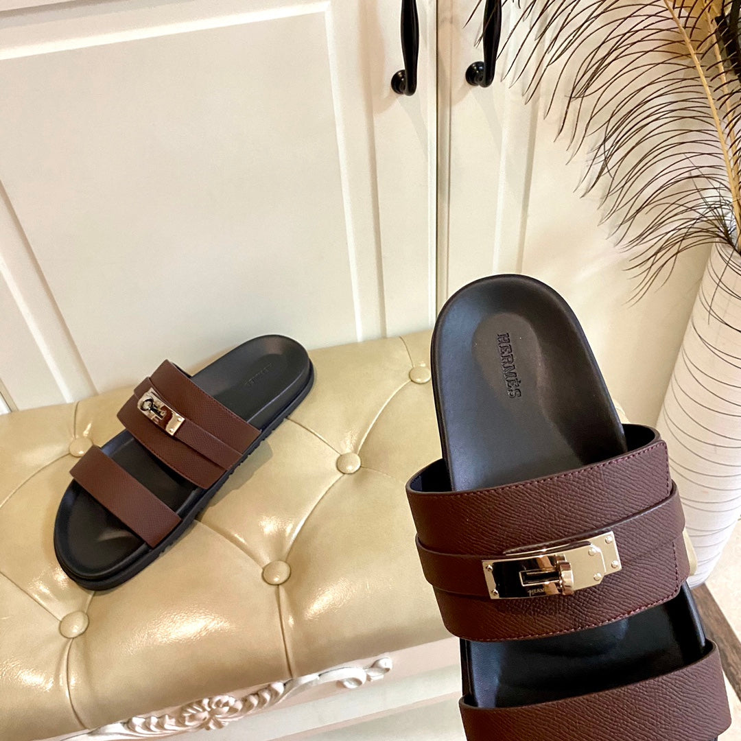 Hm Jackson Sandal Dark Plum Cowhide 958034