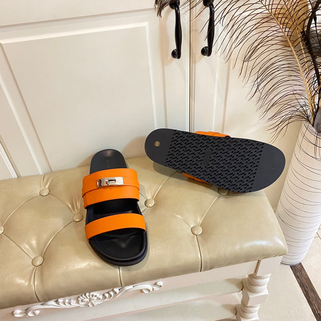 Hm Jackson Sandal Orange Cowhide 958036