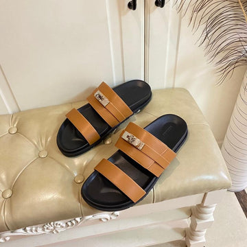 Hm Jackson Sandal Brown Orange Calfskin 958041
