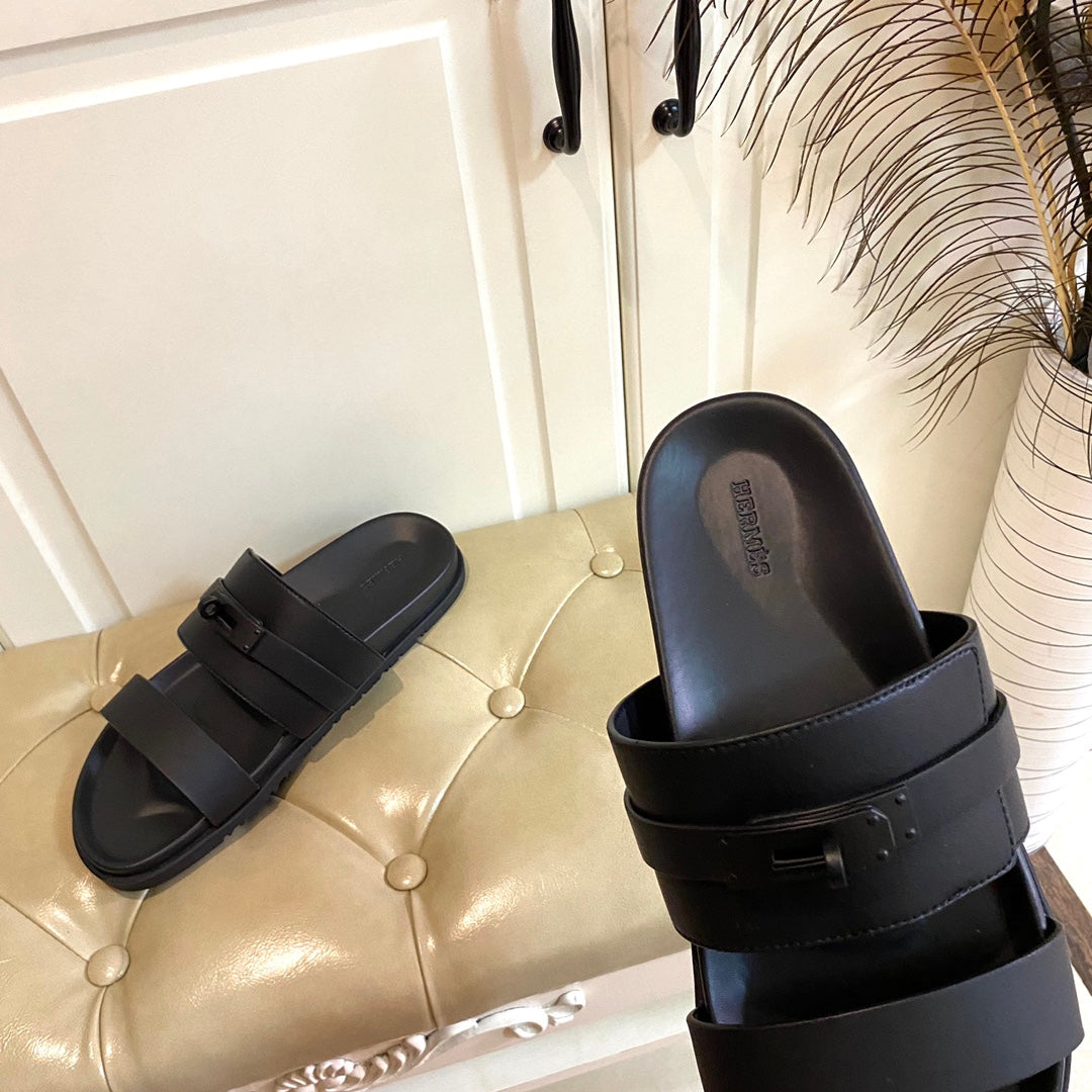 Hm Jackson Sandal Black Calfskin 958043