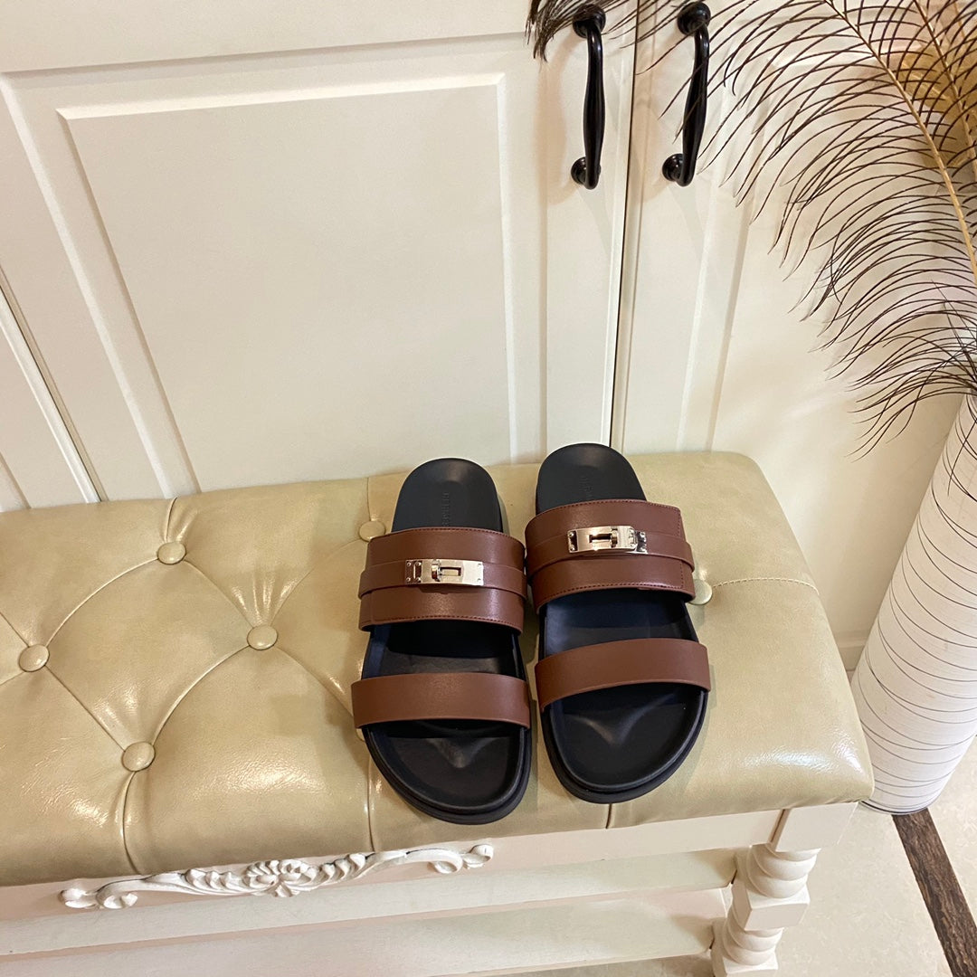 Hm Jackson Sandal Chocolate Brown Calfskin 958047