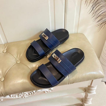 Hm Jackson Sandal Charcoal Blue Calfskin 958049