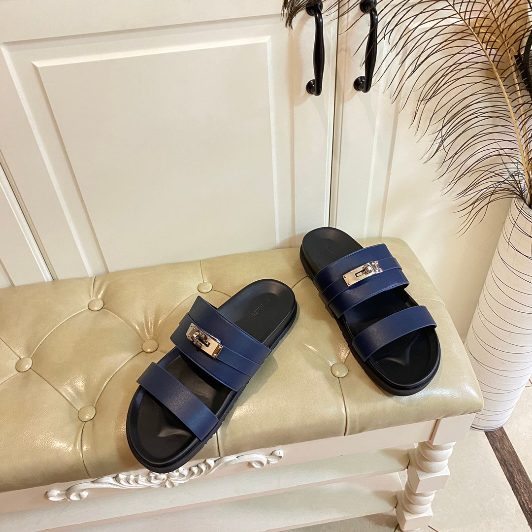 Hm Jackson Sandal Charcoal Blue Calfskin 958049