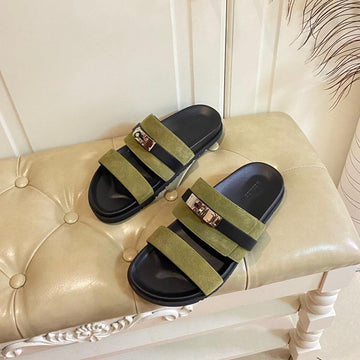 Hm Jackson Sandal Light Moss Green Suede 958056
