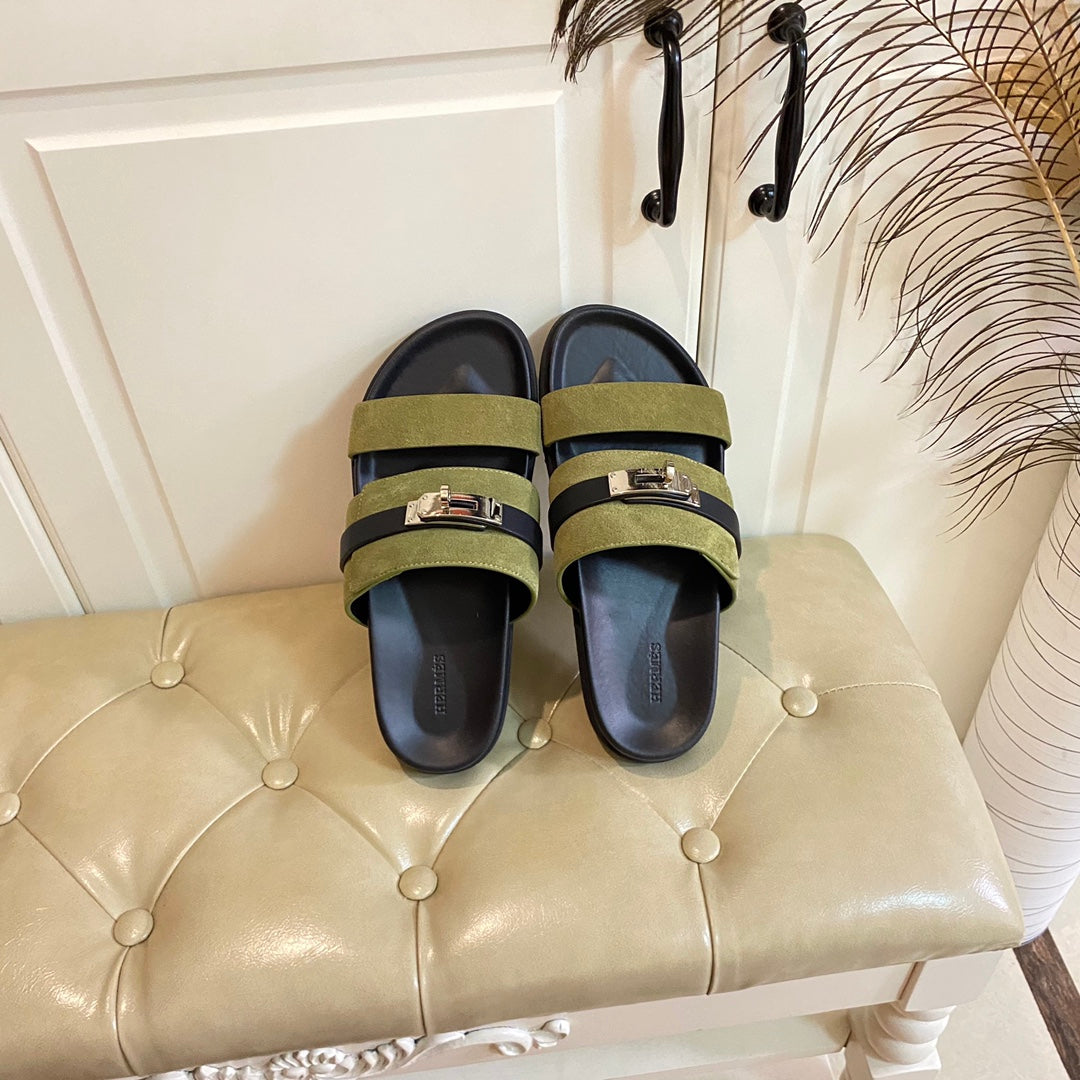Hm Jackson Sandal Light Moss Green Suede 958056