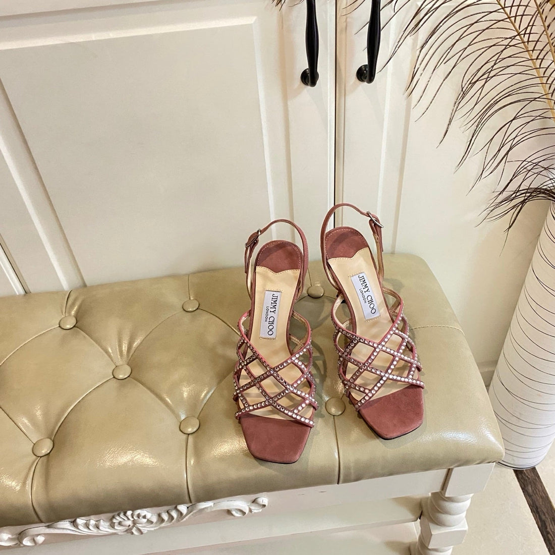 Jimmy Choo Saila Sandals 9CM Rust Sheepskin Suede 688235