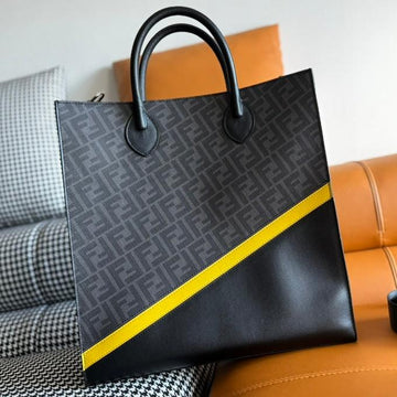 Fendi 38 Bag Ff Monogram Ff Black Calfskin With Strap