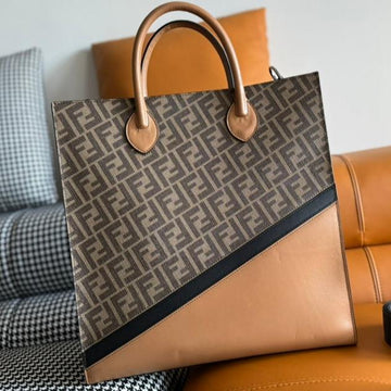 Fendi 38 Bag Ff Monogram Ff Camel Brown Calfskin With Strap