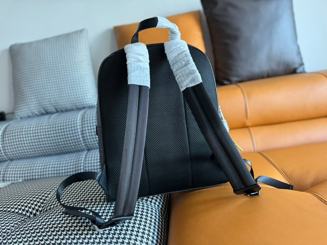 Fendi 44 Mini Backpack In Black Monogram Jacquard Fabric And Calfskin
