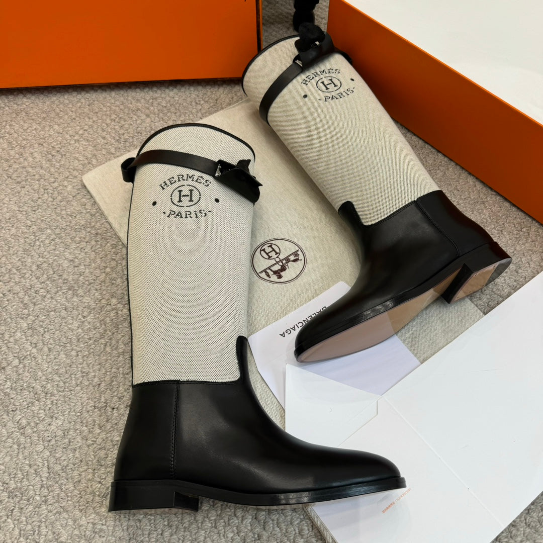 Hm Jumping Boot In White Mix Black Calfskin And Mesh Fabric 973841