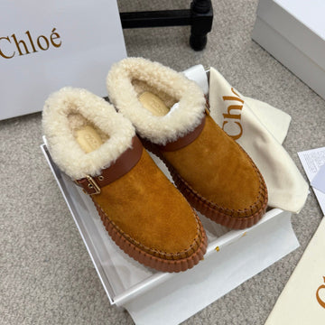 Chloé Nama Shearling-Lined Mule Brown Suede 523133