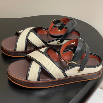 Lp Sandal Beige Brown Cowhide 312168