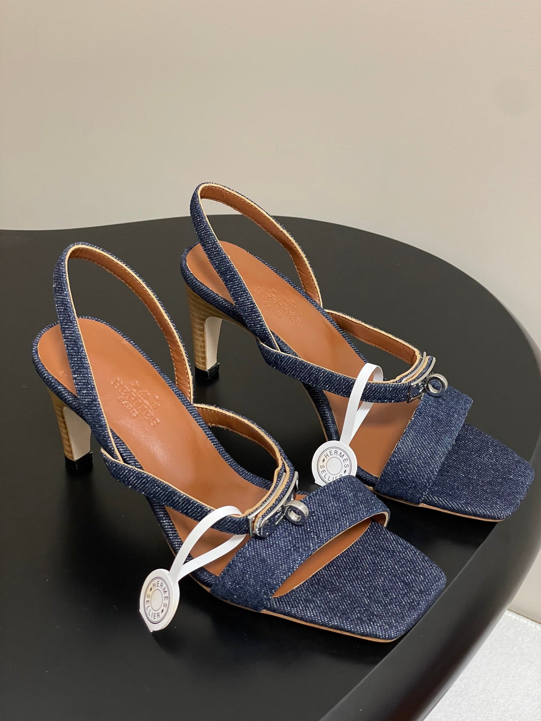 Hm Glamour Slingback Blue Denim Sheepskin 314035