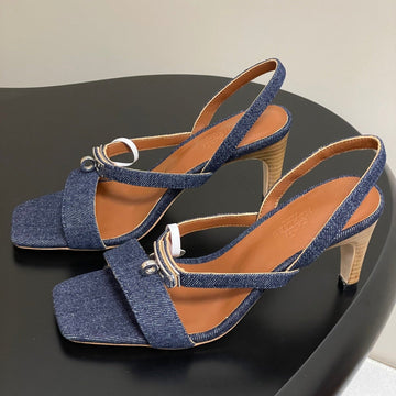 Hm Glamour Slingback Blue Denim Sheepskin 314035