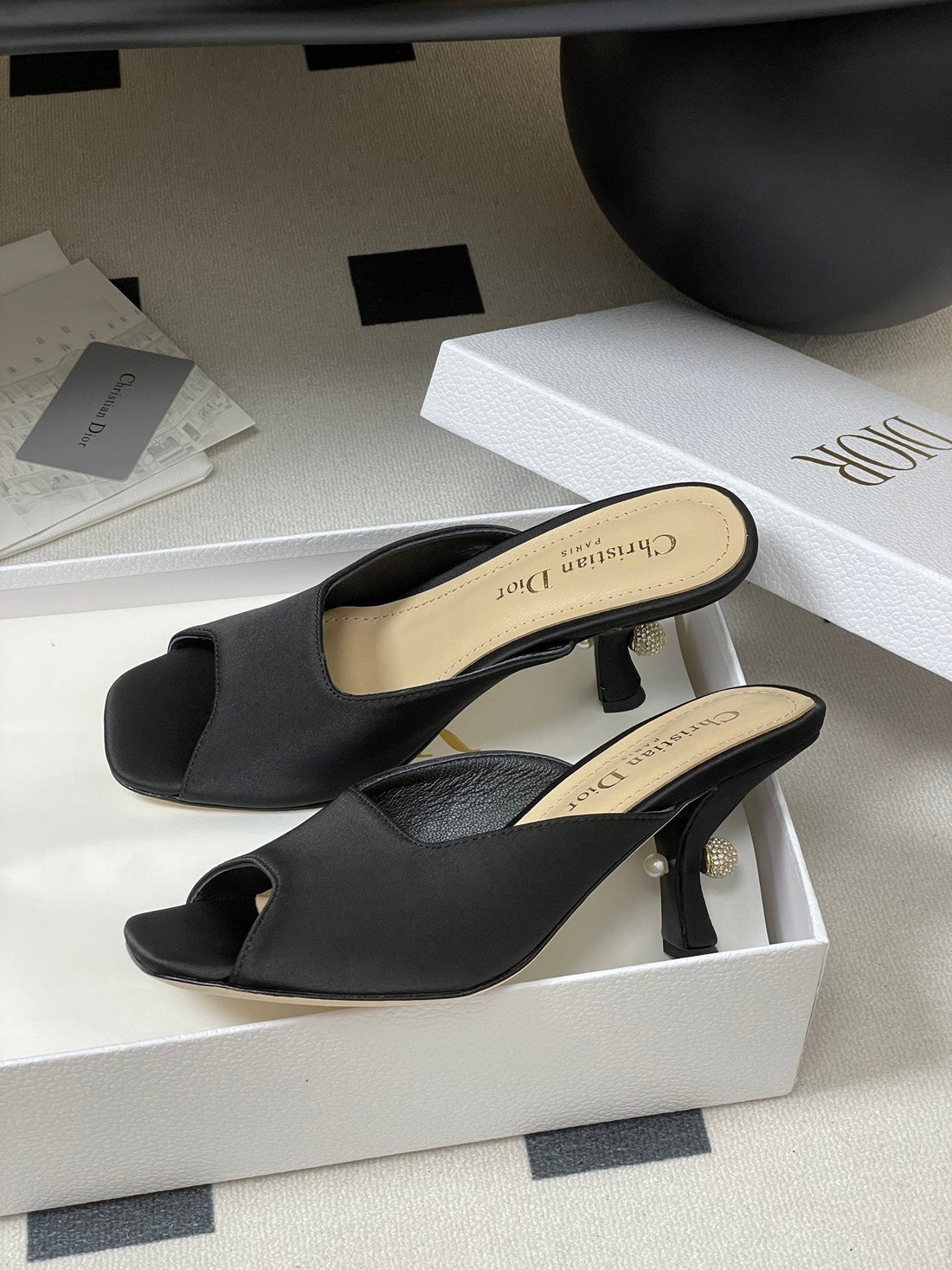CD Tribales Heeled Black 8CM Black Satin 676351