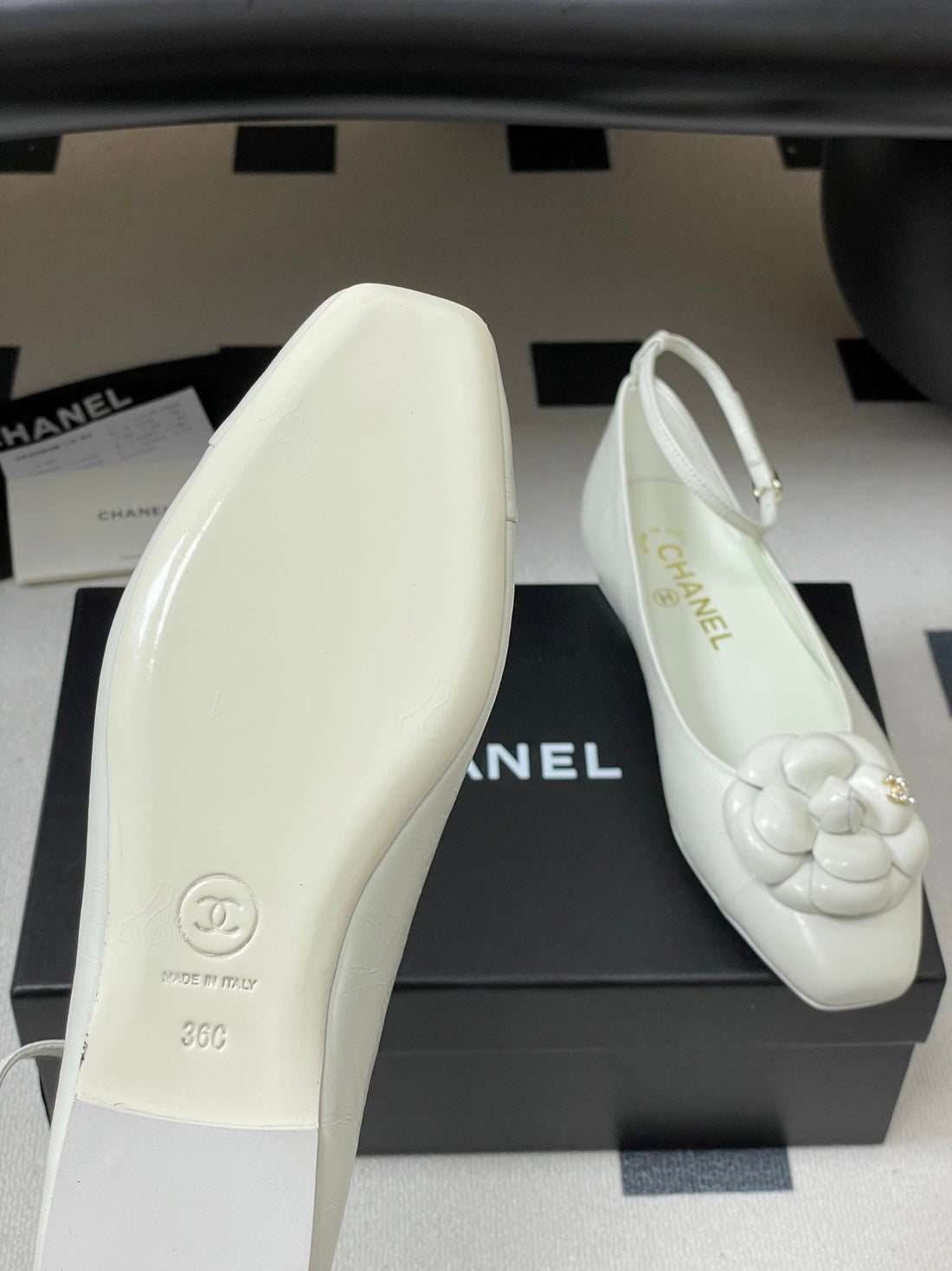 CC 25S Métiers D’art Ballet Flats 10MM White Cowhide 413308