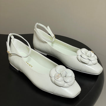 CC 25S Métiers D’art Ballet Flats 10MM White Cowhide 413308