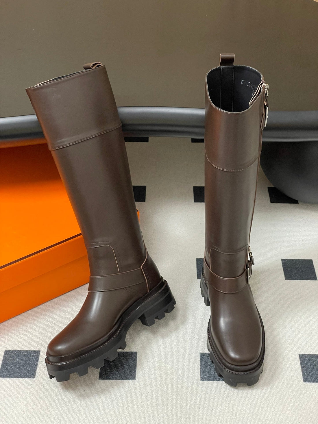 Hm Jumping Boots 50MM Dark Brown Edge Lock Calfskin
