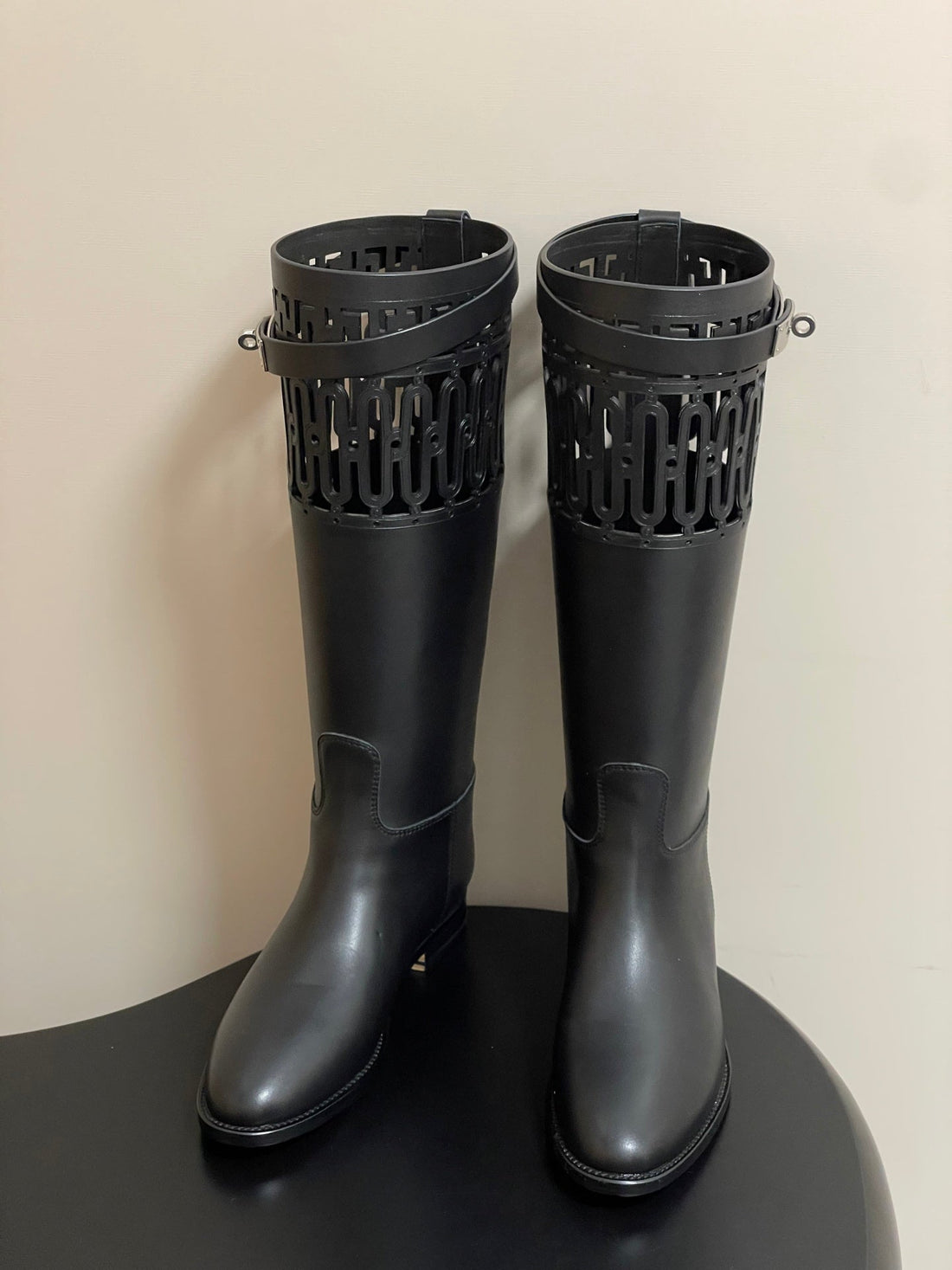 Hm Jumping Boots Black Kelly Buckle Calfskin 423264