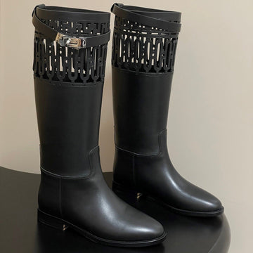 Hm Jumping Boots Black Kelly Buckle Calfskin 423264