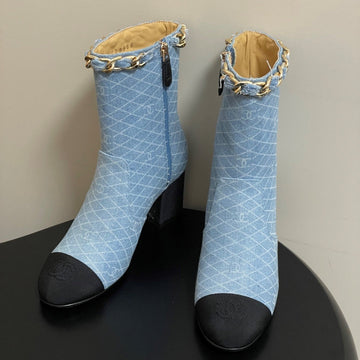 CC 25B Chain Short Boot 70MM Black Light Blue Denim 423146