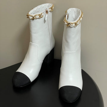 CC 25B Chain Short Boot 70MM Black White Denim Cowhide 423148