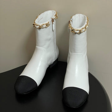 CC 25B Chain Short Boot 25MM Black White Denim Cowhide 423153