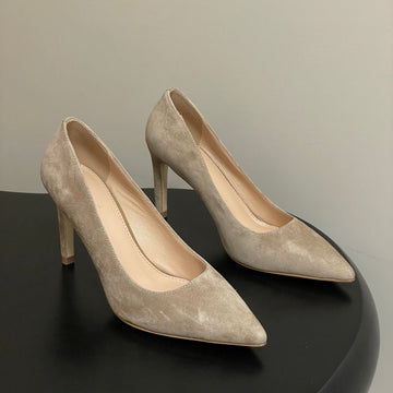 LV Gala High Heels Flats Series 85MM Beige Suede 534539