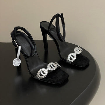 Hm Luz Sandals 10.5 Black Sheepskin 593703