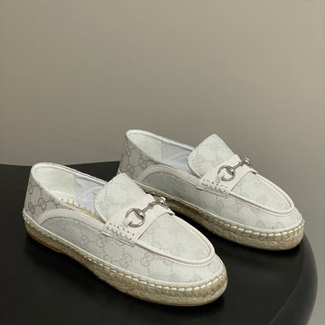 GG 26SS Slip-On Loafers Ivory Denim 593495