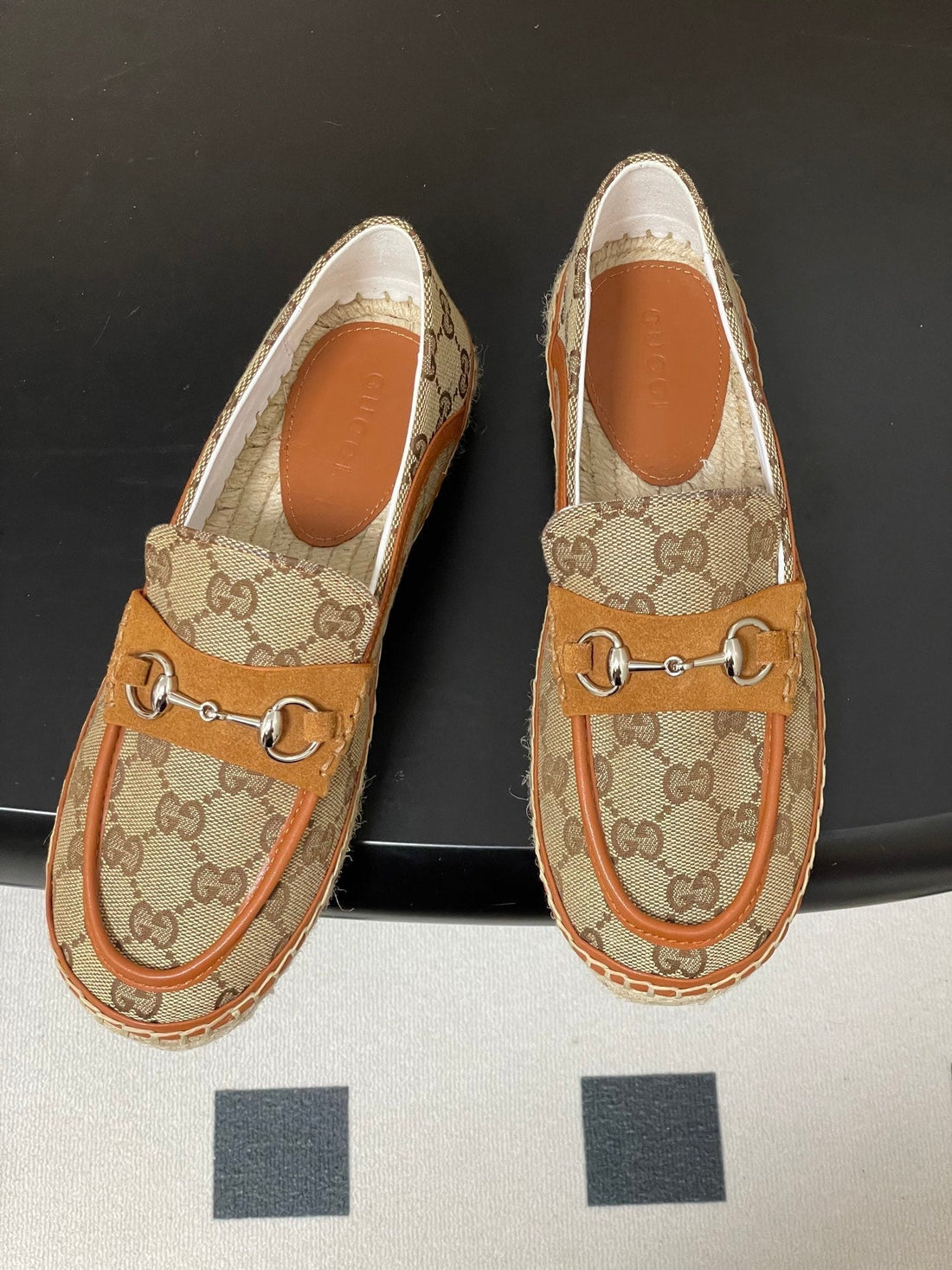 GG 26SS Slip-On Loafers Camel Beige Denim 593496