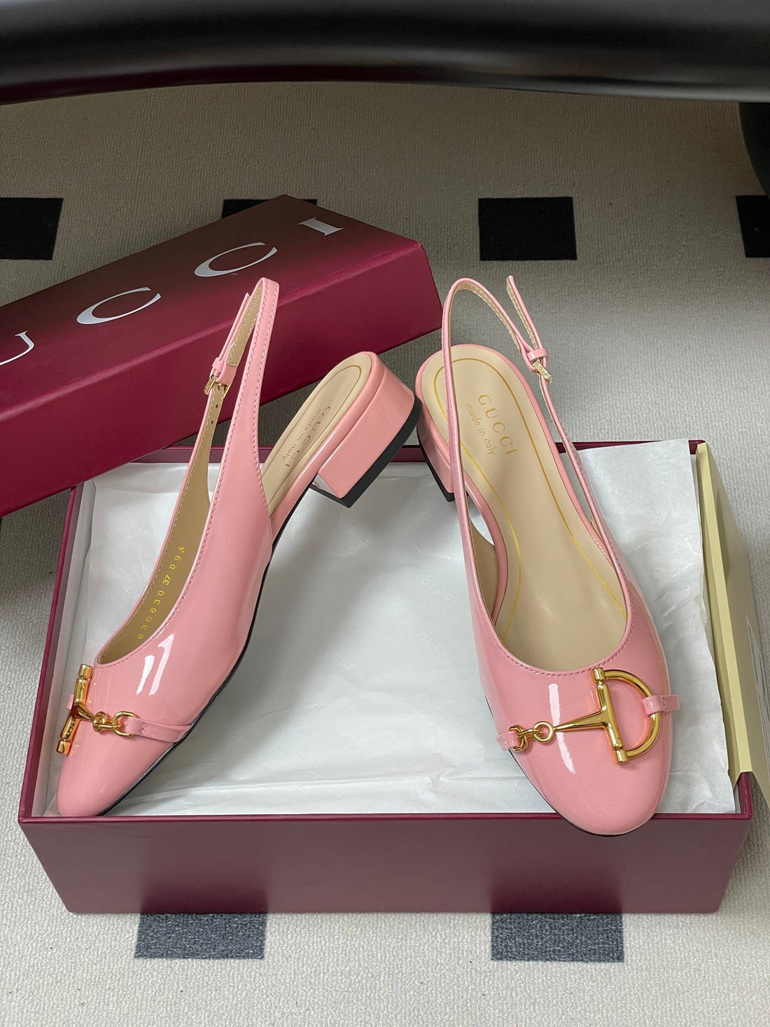 GG 26SS Big D Half Horsebit Mary Jane Pink Patent Leather 593502
